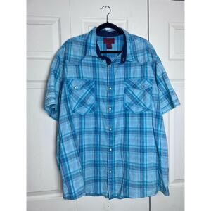The Foundry Supply Co. Young Men's Pearl Snap Plaid Short Sleeve Shirt Size 3XL
